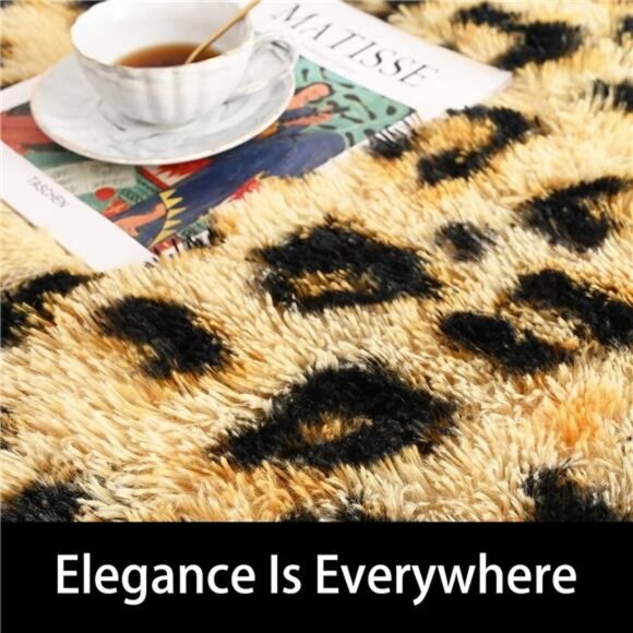 Fluffy Leopard Rug,Premium Cheetah Print Rugs, Soft Comfy Faux Fur Animal Carpet - Picture 3 of 7